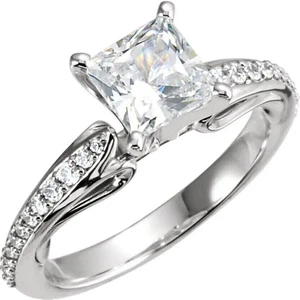 Anillo de compromiso de diamantes creado en laboratorio princesa blanca de 2,... - Imagen 1 de 7