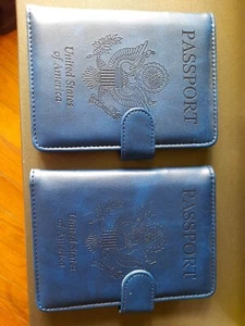 Two Embossed Dark Blue USA Passport Holders with Pen ~ unused - Picture 1 of 4