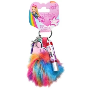 NICKELODEON  JOJO SIWA HEART  CHARM LIP GLOSS RAINBOW POM POM KEY CHAIN - Picture 1 of 1