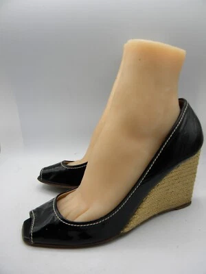 Zapatos de tacón de cuña alpargata de charol negro Prada talla EU 41 US 11 Foto 1 de 4