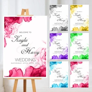 BIENVENIDO A IMPRESIÓN PERSONALIZADA DE CARTEL DE CARTEL DE TABLERO DE EXHIBICIÓN DE COMPROMISO DE BODA - Imagen 1 de 7