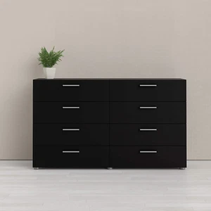 Modern 8 Drawer Double Dresser, Bedroom Furniture, Black Matte - Picture 1 of 7