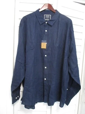 Camisa Charles Tyrwhitt Azul Moderna Clásica Botón Delantero Lino XXXL 3XL Nueva Con Etiquetas Nueva Foto 1 de 4