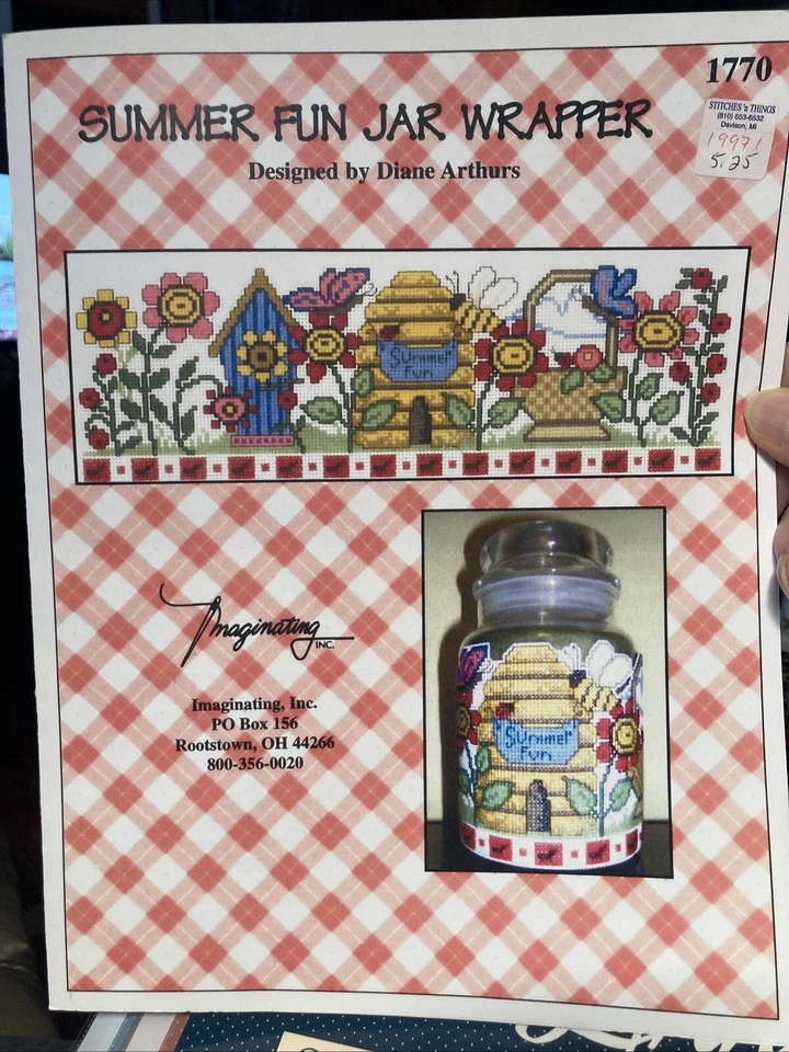 Imaginating Cross Stitch Summer Fun Jar Wrapper Pattern Diane Arthurs 1770 - Image 1 of 1