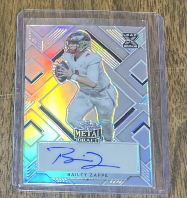 2022 LEAF METAL DRAFT Bailey Zappe Rc Prismatic Silver Auto #6/40 PATRIOTS - Image 1 of 2