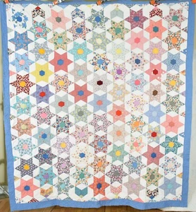 GORGEOUS Vintage 30's Touching Stars Antique Quilt ~NICE BORDERS! - Picture 1 of 13
