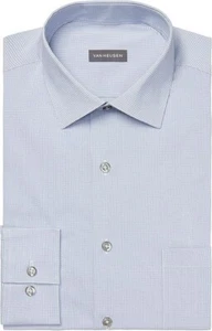 Van Heusen Stain Shield Men's Stretch LS Dress Shirt Blue Silver 19"/36-37" - Picture 1 of 1