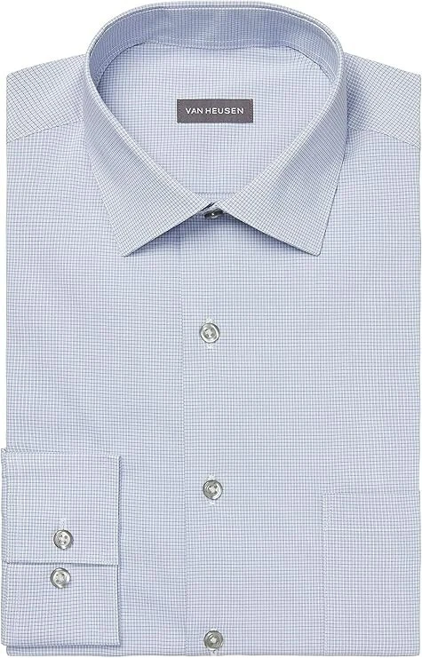 Camisa de vestir Van Heusen Stain Shield para hombre elástica LS azul plata 19"/36-37" Foto 1 de 1