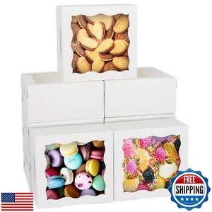 HONGFAPK Bakery Boxes with Window 30pcs 6x6x3 Inches, Cookie Boxes, Mini Cake - Picture 1 of 5