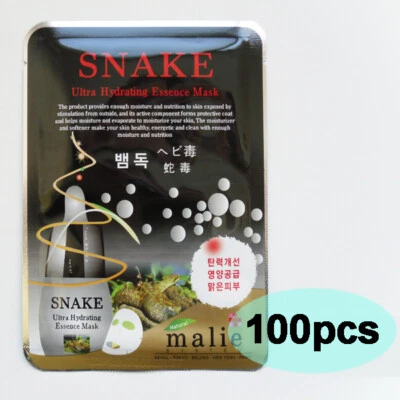 100pcs MALIE SNAKE Face Mask Packs Sheet 25g Wrinkle Care Moisture EXPRESS SHIP - Image 1 of 4