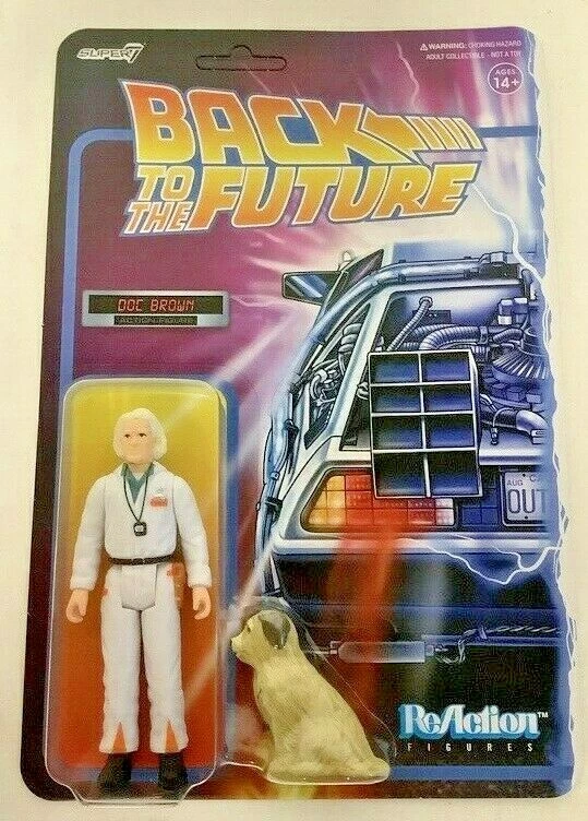 NEW Super7 Back to the Future DOC BROWN & EINSTEIN 1980s 3.75" ReAction Figure - Image 1 of 4