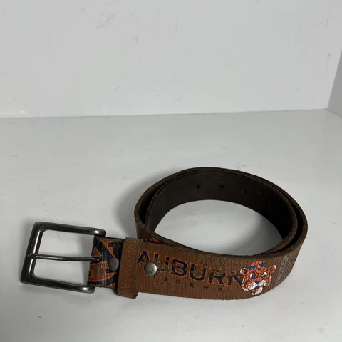Enmon Kids Auburn University 28 inch Genuine Leather Brown Belt AU Insignia Cover
