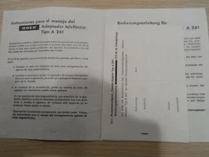 Original UHER Telephone Adapter Type A 261 leaflet collection. - Photo 1/1