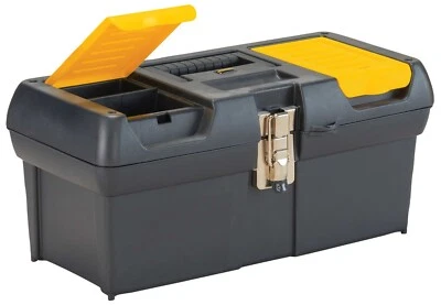 Stanley 16" Tool Box with Tray, Handle, Pad Lock Eye (Padlock not included) - Image 1 of 4