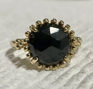 Authentic Pandora 14ct 14k Gold Large Black Spinel G585 ALE Gold Ring Size 50 - Picture 1 of 6