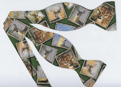 Pajarita de ciervo salvaje, cuadros enmarcados en verde, cazador, deportista, pajarita auto-corbata Foto 1 de 4