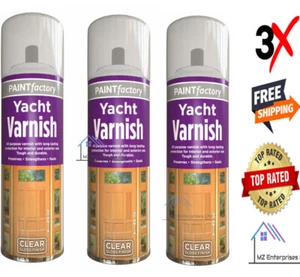 3 X Clear Yacht Varnish Spray Can Exterior Interior Waterproof All Purpose 250ML - Picture 1 of 1