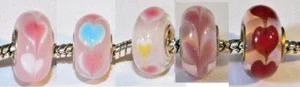 European pink hearts big hole beads fit many different style charm bracelets - Picture 1 of 17
