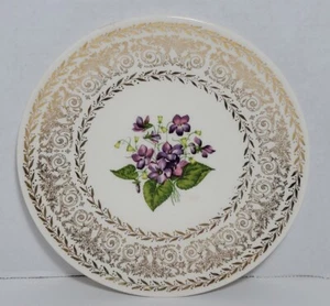 Knowles USA Vintage Small Plate Purple Violets Flowers Gold - Picture 1 of 8