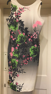 NEXT:AMAZING FLORAL SHIFT DRESS PINK GLITTER FLOWERS UK 16-JUST FAB BNNT