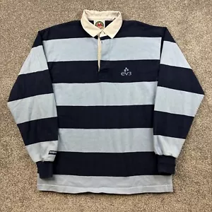 Polo vintage Barbarian Rugby Wear uomo XL blu a righe 2 toni logo EV3 - Foto 1 di 6