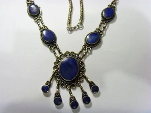Turkmenischer Stamm Lapislazuli Hochzeit Brautjungfern Perlen große Halskette 50841 - Bild 1 von 4