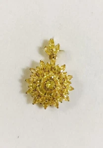14k Solid Yellow Gold Pendant Natural Marquise Yellow Color Sapphire3.10GM - Picture 1 of 8