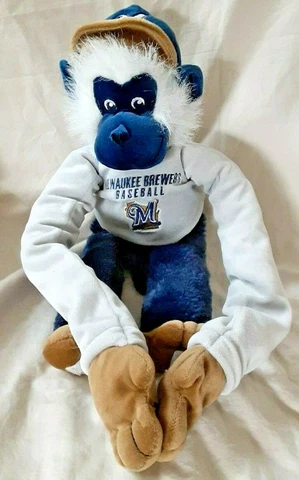 Forever Collectables Milwaukee Brewers Blue Gray Monkey Hanging Plush Baseball Cover