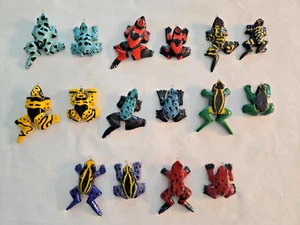 16 Poison Dart Frog Ornaments - All Hand Carved And Hand Painted - Wood - Picture 1 of 16