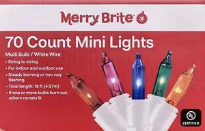 NEW!FAST SHIPPING 70 Mini Lights Colored Bulbs White Wire Christmas 15ft - Picture 1 of 1