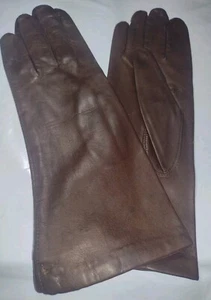 Vintage italienische braune Lederhandschuhe 100% gefüttert Gr. 7,5 - Länge 10,5 neu 66/10 - Bild 1 von 5