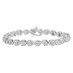1/4 Karat Wunder Set rund geschliffen Diamant ""X"" Glied Armband in Sterlingsilber - Bild 1 von 8