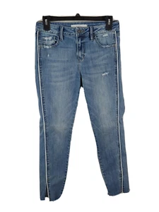 Denim envejecido lavado ligero Amelia oculto para mujer a rayas laterales ajustado talla 28 - Imagen 1 de 8