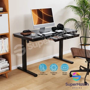 Electric Sit Stand Up Standing Desk Adjustable Motorised Height Adjustable Black - Picture 1 of 12