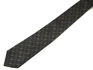 Vtg Arrow Mens Necktie Tie Black Grey Beige Geometric Thick Silk 59" Career - Picture 1 of 4