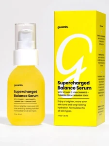 GLEAMIN SUPERCHARGED SERUM Naturally Balance Hydrate Firm & Brighten 1OZ FRE