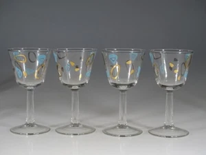 4er Set Vintage Atomic MCM Federal Glas Amöbe Cocktail oder Sherry Glas um 1955 - Bild 1 von 4