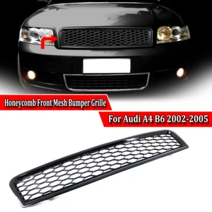 Rejilla central de malla delantera para para parachoques negro brillante para Audi A4 B6 2002-2005 panal - Imagen 1 de 9