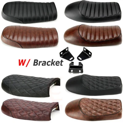 Universal Motorcycle Cafe Racer Seat Flat & Hump Saddle For Honda Suzuki Yamaha - Image 1 of 4