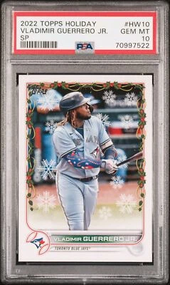 Vladimir Guerrero Jr. Candy Cane Sleeve 2022 Topps Holiday SP #HW10 PSA 10 - Image 1 of 2