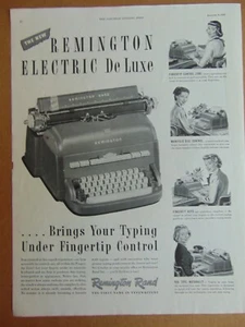1949 REMINGTON ELECTRIC De Luxe Macchina da scrivere vintage stampa arte annuncio - Foto 1 di 1
