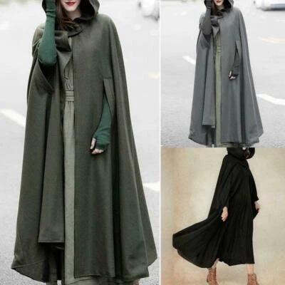 Women‘s Trench Coat Open Front Cardigan Jacket Coat Cape Cloak Poncho Plus Size - Image 1 of 4