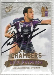 π₯ 2012 LTD EDT PREMIERS SIGNED CARD WILL CHAMBERS #PC5π₯ - Picture 1 of 1
