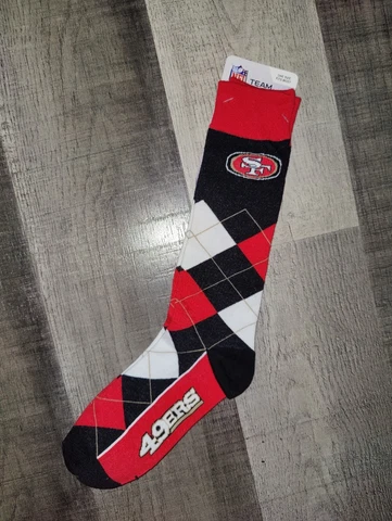 San Francisco 49ers Mens Argyle NFL Team Crew Dress Socks Large Cover
