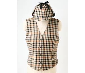 Daks England 100% Wool Check Hat and Vest - Picture 1 of 10