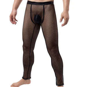 Herren Sexy Lange Hose Durchsichtige Unterwäsche Netz Dessous Sissy Leggings - Picture 1 of 10