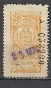 236- SELLO LOCAL FISCAL 1920 DIPUTACION FORAL VIZCAYA,SI CATALOGADO EDIFIL - Imagen 1 de 1