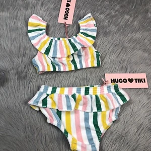 Hugo Loves Tiki 6T Girls Striped Terry Cloth Crop Top Bloomer Play Set Summer - Picture 1 of 5