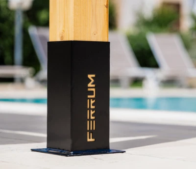 Staffa supporto a pavimento portapilastro quadro per travi in lamellare 8x8 - Immagine 1 di 3