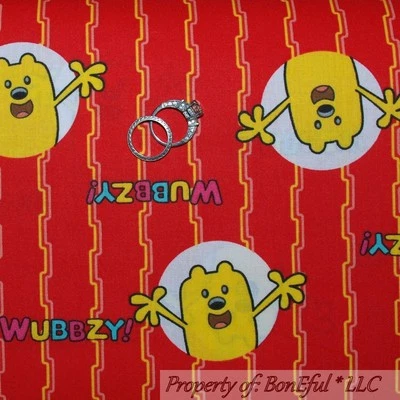 Edredón de algodón BonEful de tela FQ de colección rojo blanco Wow Wow WUBBZY personaje punto a rayas Foto 1 de 4